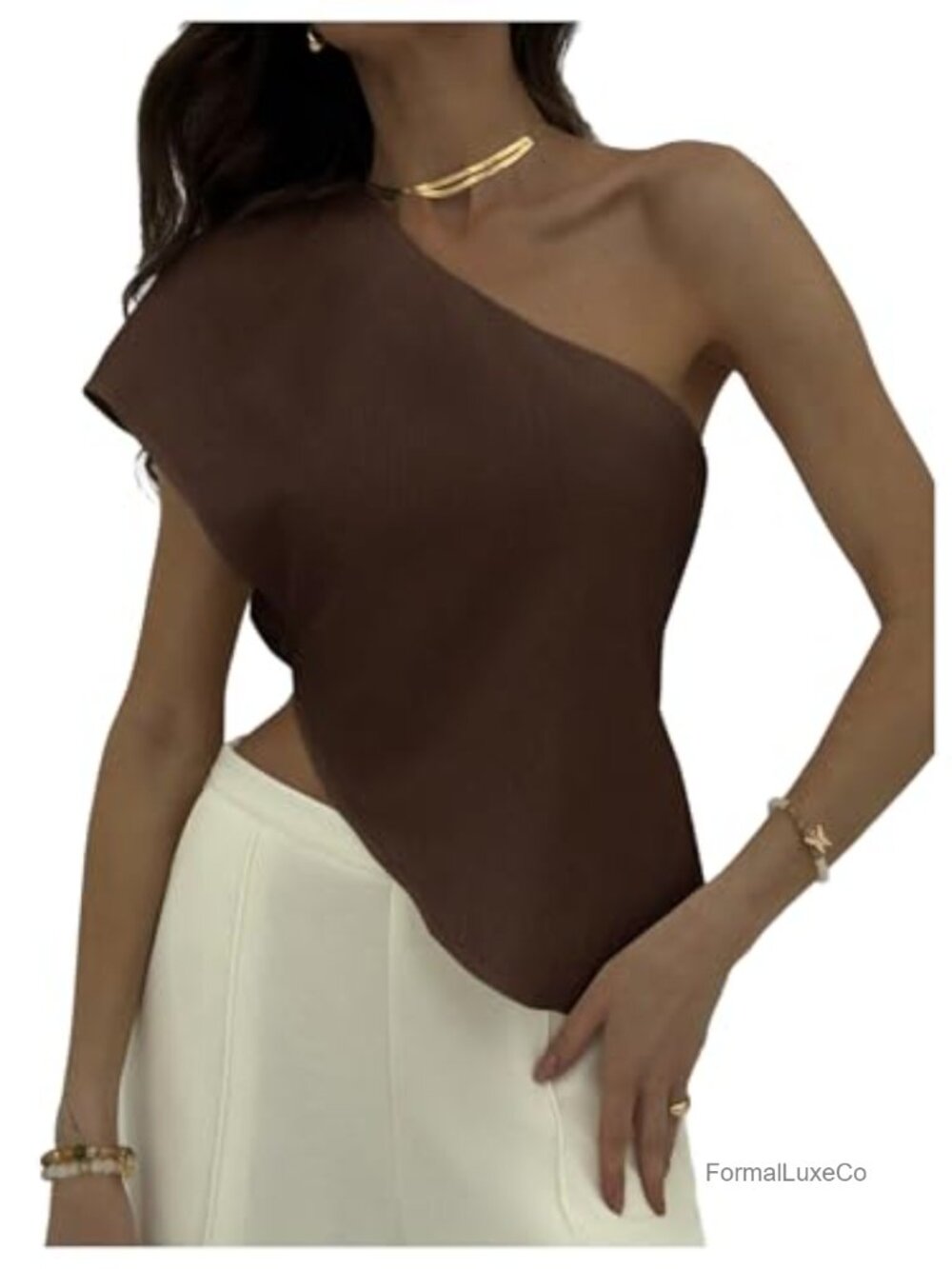 Women's One Shoulder Blouse Textured Short Sleeve Dolman Asymmetrical Top